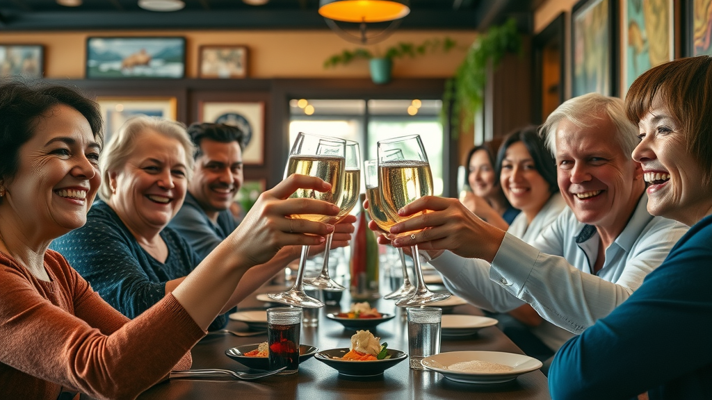 celebratory diners toast best restaurant in coquitlam, bc lively group